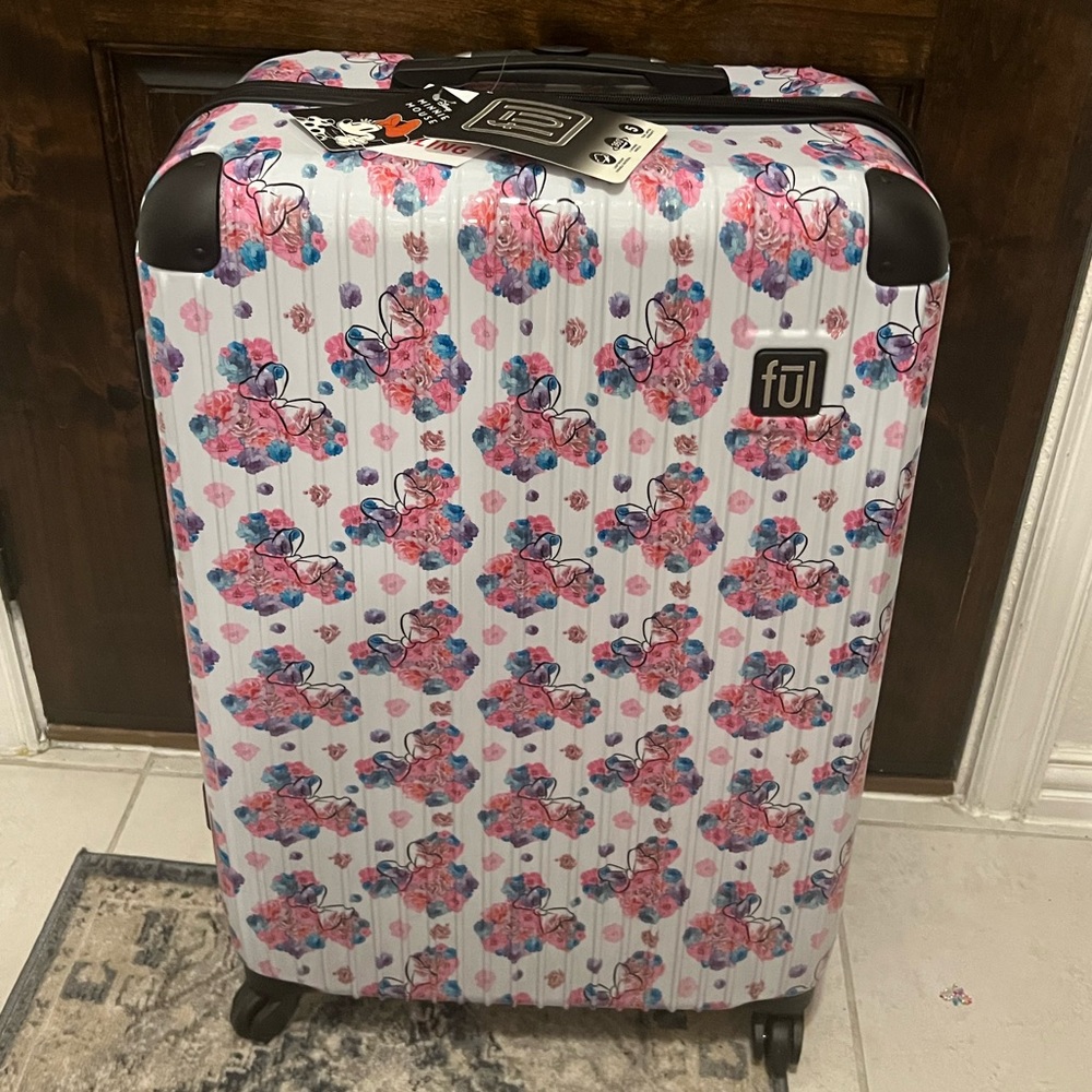 NWT DISNEY MINNIE FLORAL LARGE 28’ HARDSHELL TRAVEL LUGGAGE